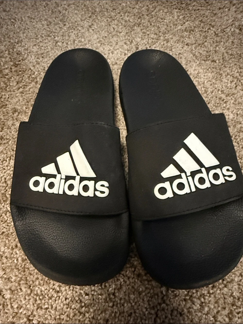 adidas Black Kids Slide Sandals with White Logo